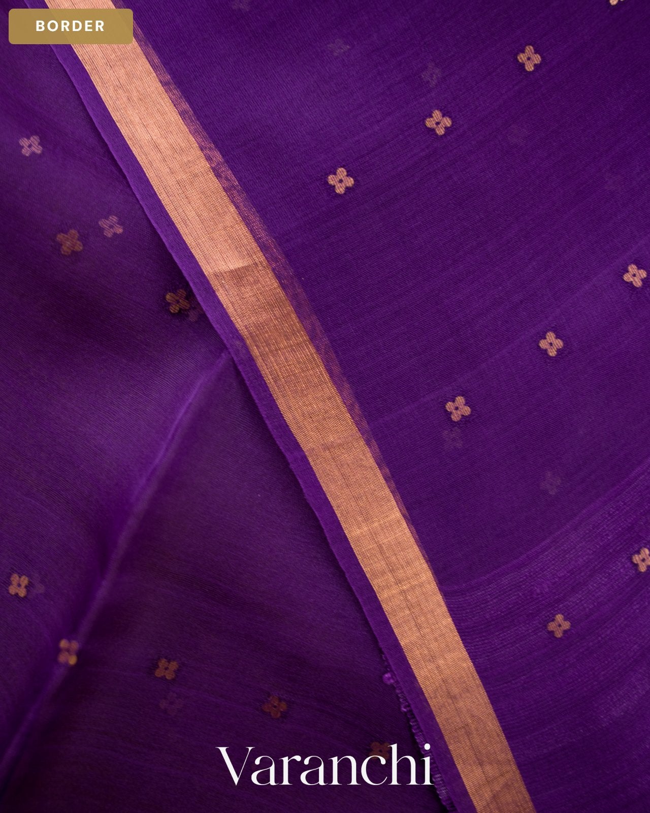 Royal Purple Sequin with Jamdani Paithani Pallu Pure Muslin Silk Handloom Saree — Border