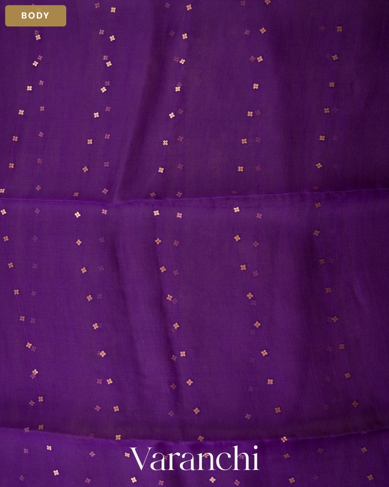 Royal Purple Sequin with Jamdani Paithani Pallu Pure Muslin Silk Handloom Saree — Body