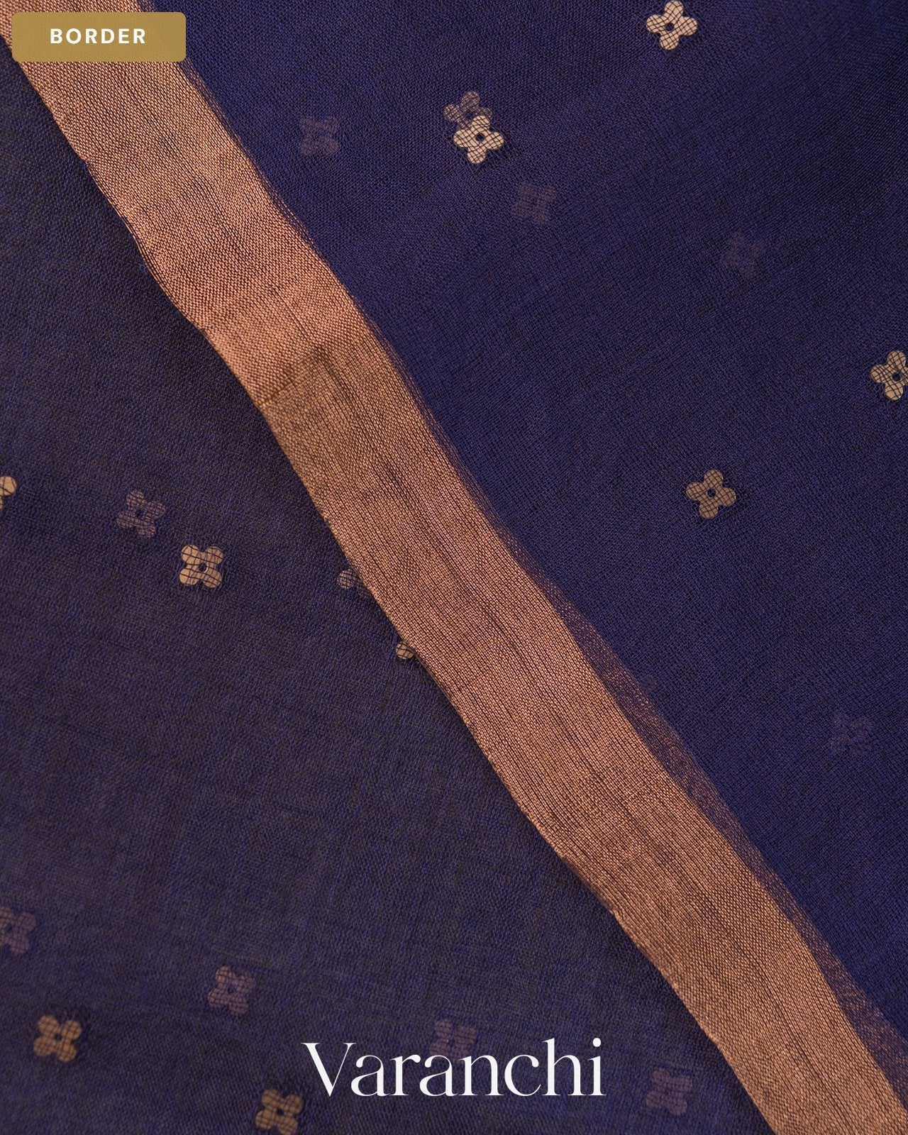 Royal Blue Sequin Jamdani Paithani Pallu Pure Muslin Silk Handloom Saree — Border