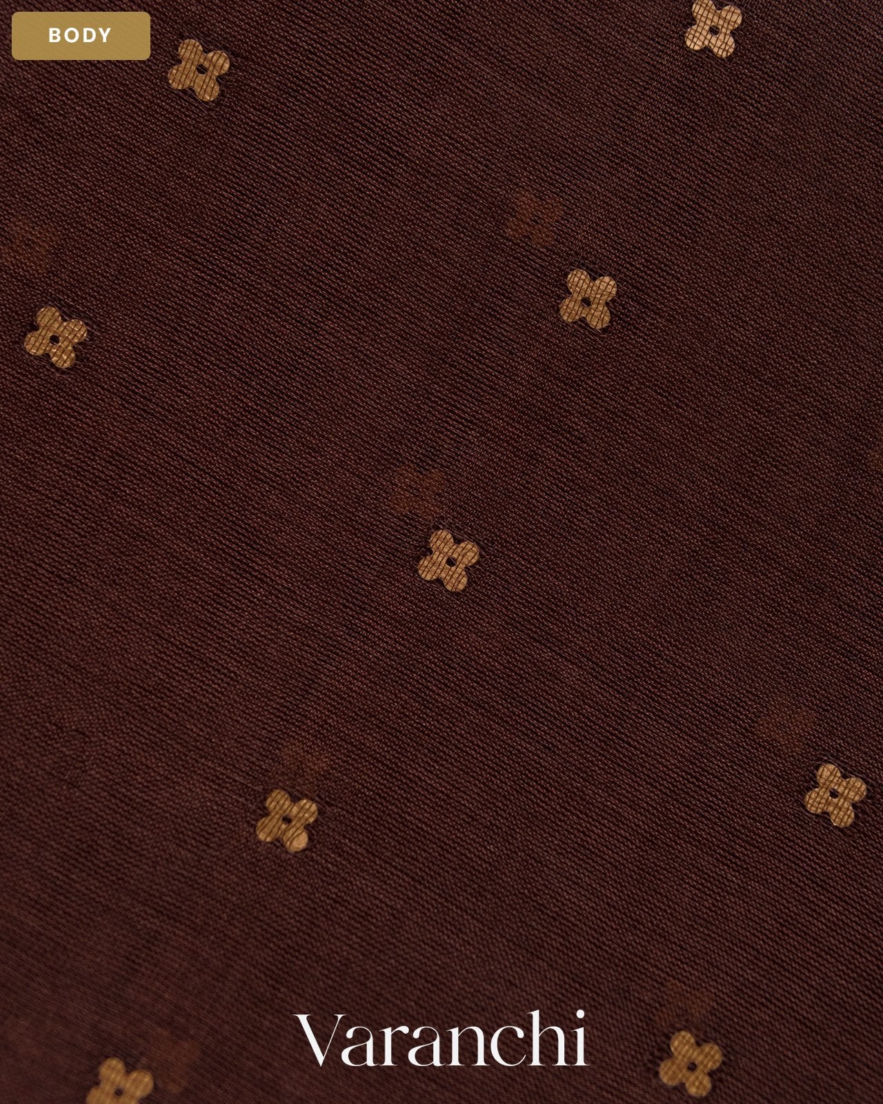 Coffee Brown Sequin Jamdani Paithani Pallu Pure Muslin Silk Handloom Saree — Body