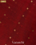 Rust Red Sequin Jamdani Paithani Pallu Pure Muslin Silk Handloom Saree — Body