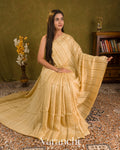 Ivory Sequin with Jamdani Paithani Pallu Pure Matka Silk Handloom Saree — Draped