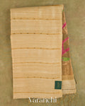 Ivory Sequin with Jamdani Paithani Pallu Pure Matka Silk Handloom Saree — Full Saree