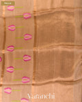 Mocha Brown Lotus Jamdani Pure Silk Linen Handloom Saree — Pallu