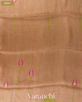 Mocha Brown Lotus Jamdani Pure Silk Linen Handloom Saree — Body