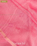 Rose Pink Lotus Jamdani Pure Silk Linen Handloom Saree — Blouse