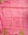 Rose Pink Lotus Jamdani Pure Silk Linen Handloom Saree — Body