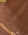 Chocolate Brown Lotus Jamdani Pure Silk Linen Handloom Saree — Blouse