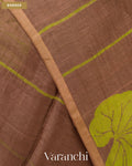 Chocolate Brown Lotus Jamdani Pure Silk Linen Handloom Saree — Border