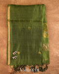 Leafy Green Jamdani Pure Mulberry Silk Handloom Saree — Full Saree