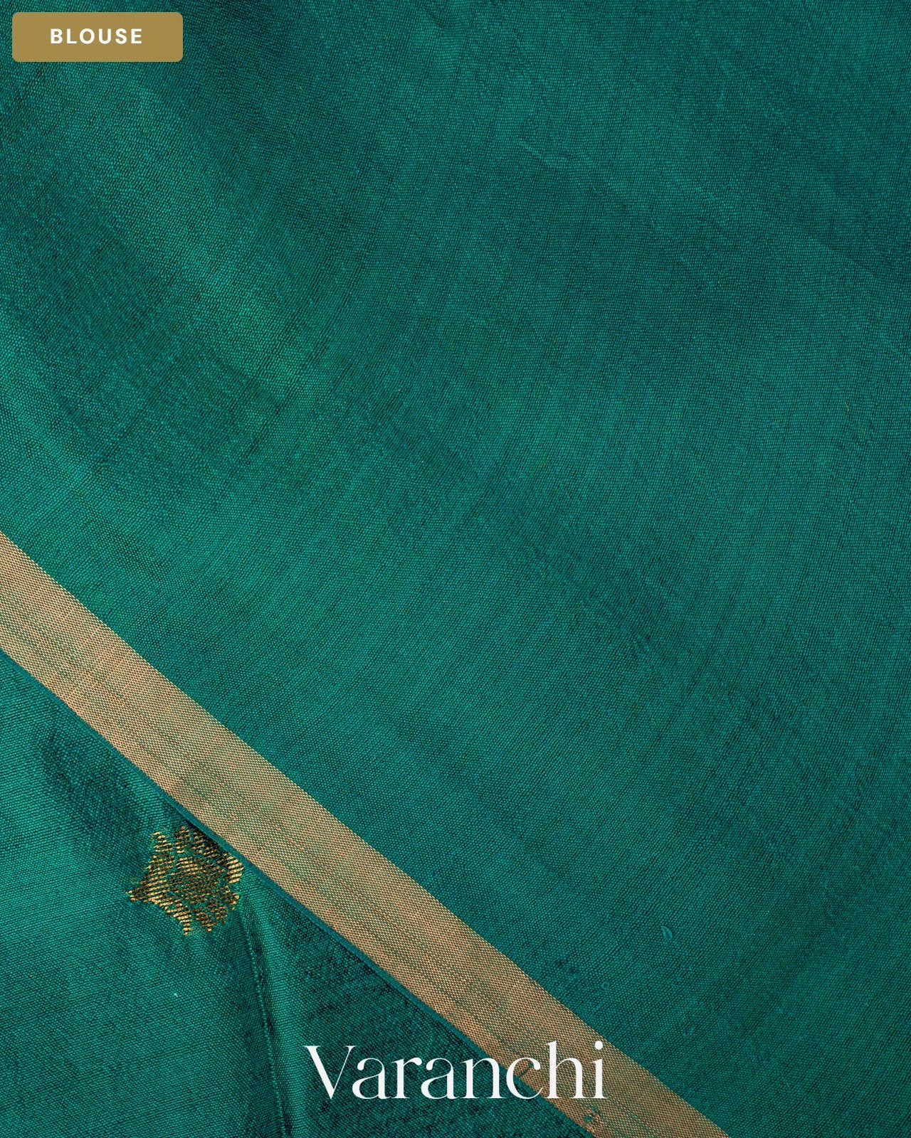 Peacock Blue Jamdani Pure Mulberry Silk Handloom Saree — Blouse
