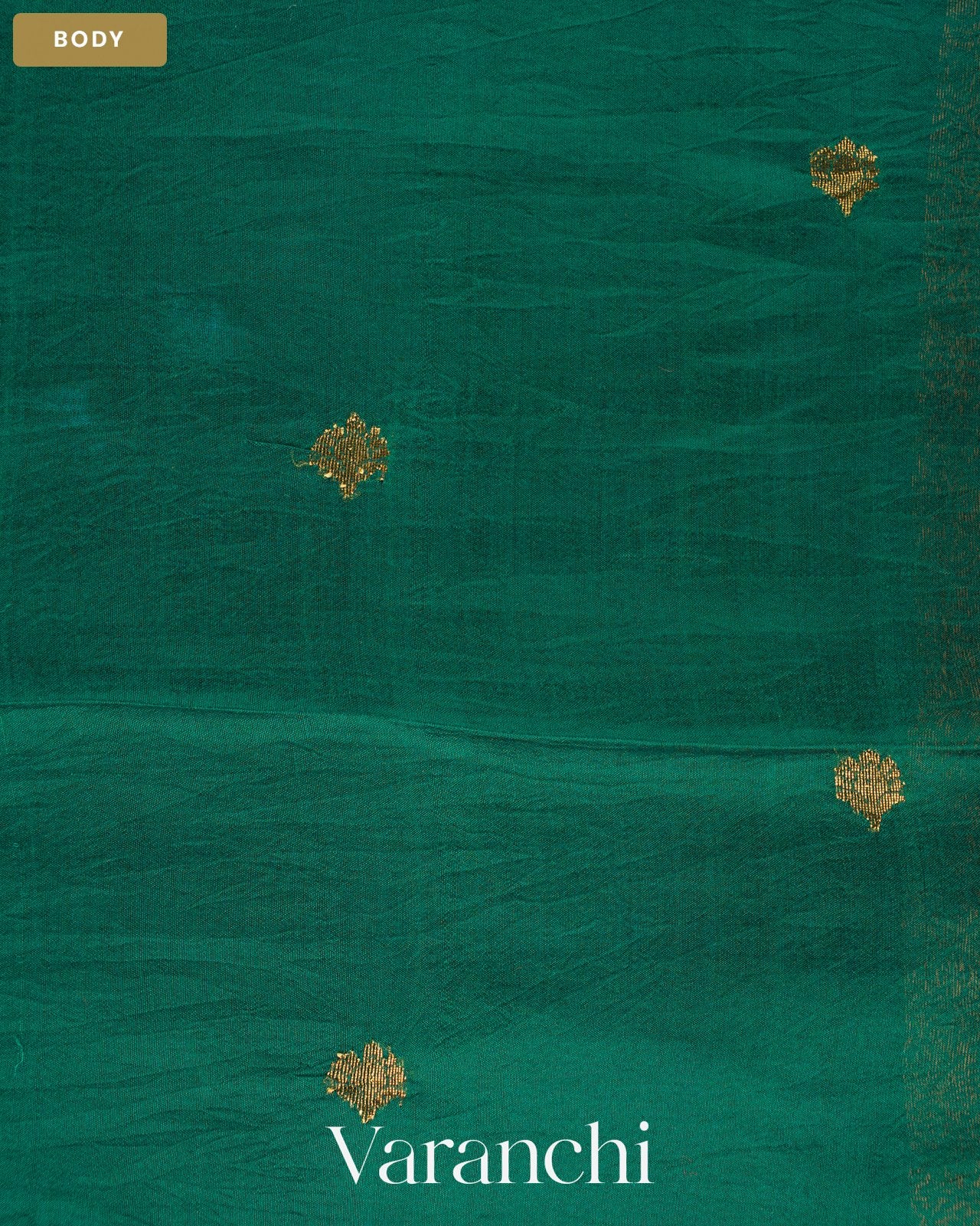 Aqua Green Jamdani Pure Mulberry Silk Handloom Saree — Body