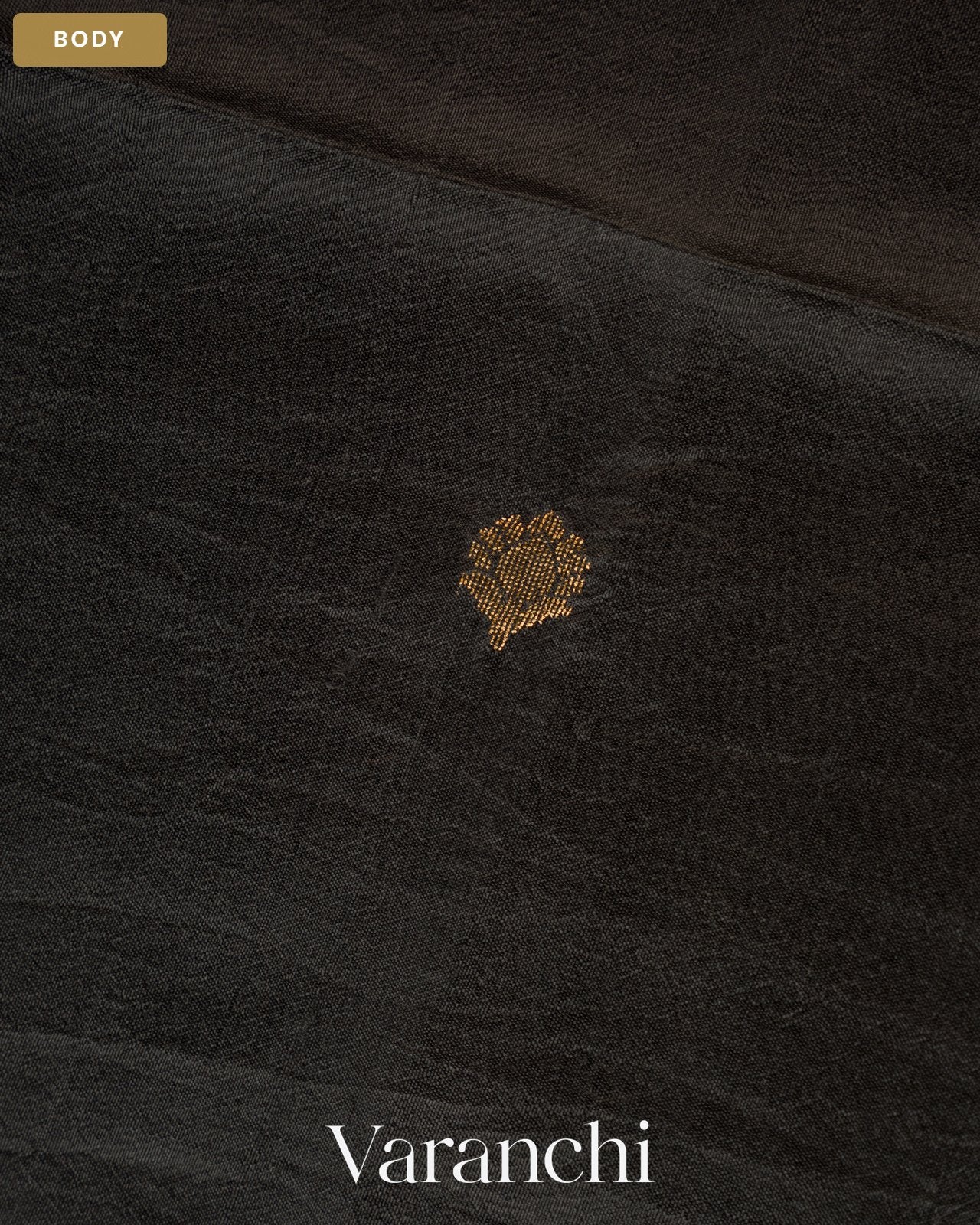 Black Jamdani Pure Mulberry Silk Handloom Saree — Body