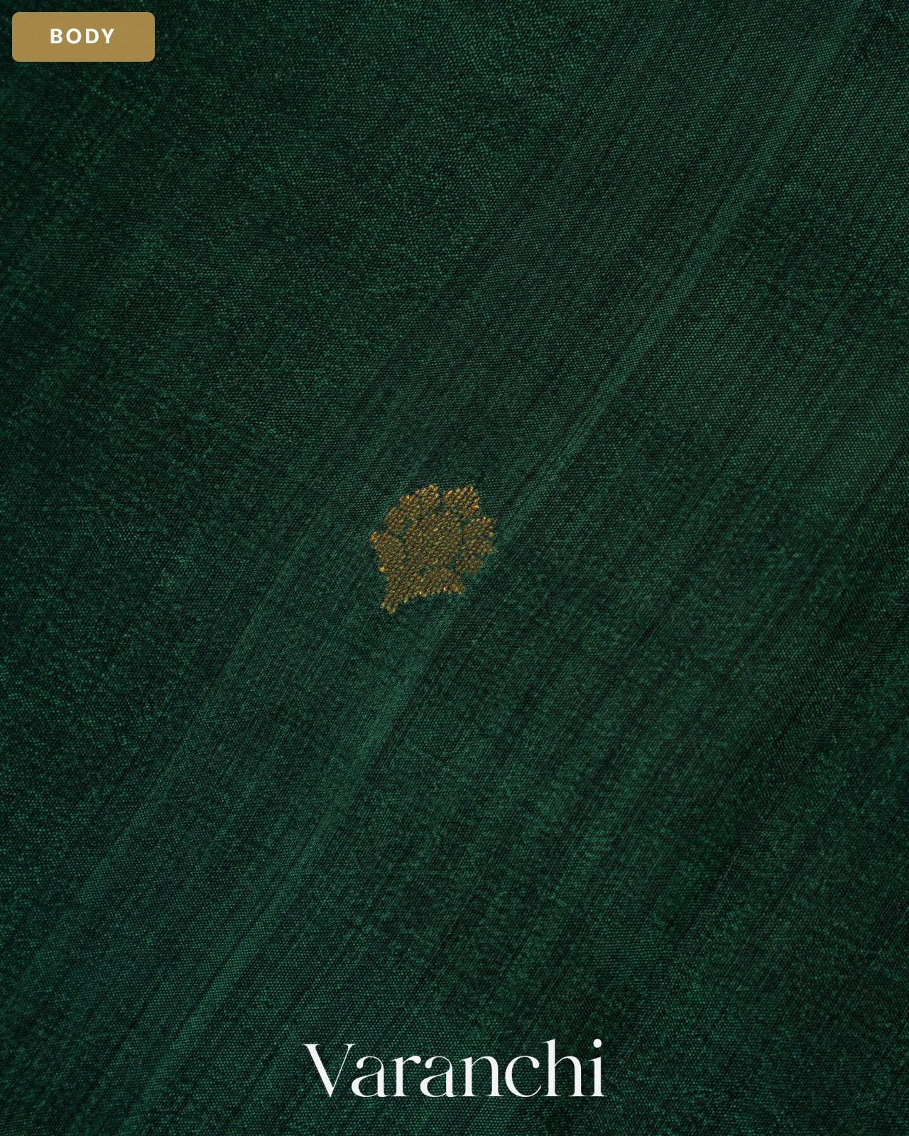 Dark Green Jamdani Pure Mulberry Silk Handloom Saree — Body