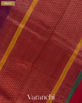 Wine Purple Pure Kora Silk Handloom Saree — Pallu
