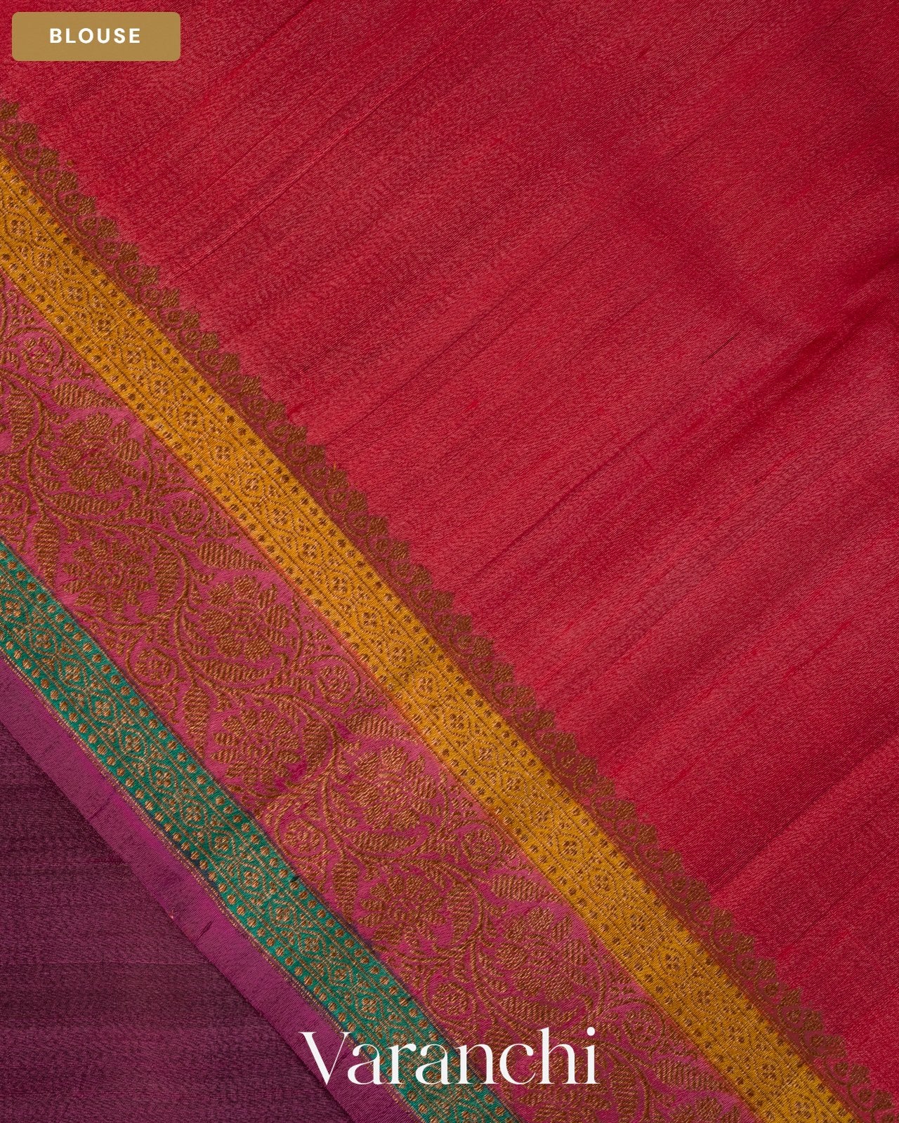Wine Purple Pure Kora Silk Handloom Saree — Blouse