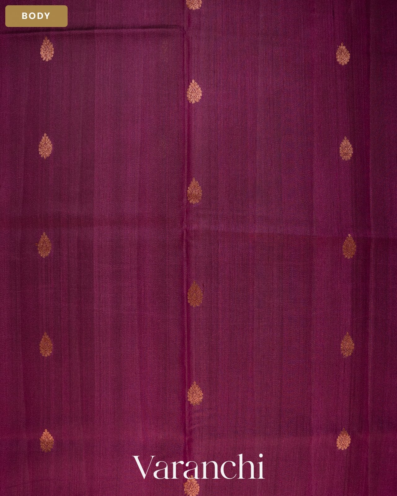 Wine Purple Pure Kora Silk Handloom Saree — Body