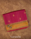 Rasberry Pink Pure Kora Silk Saree — Folded