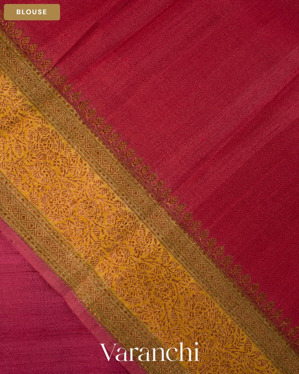 Rasberry Pink Pure Kora Silk Saree — Blouse