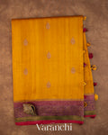 Turmeric Yellow Pure Kora Silk Saree — Full Saree