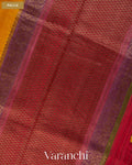 Turmeric Yellow Pure Kora Silk Saree — Pallu
