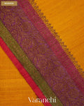 Turmeric Yellow Pure Kora Silk Saree — Border