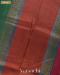 Bottle Green Pure Kora Silk Saree — Pallu