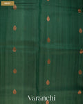 Bottle Green Pure Kora Silk Saree — Body