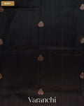 Jet Black Pure Raw Silk Handloom Saree — Body