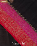 Jet Black Pure Raw Silk Handloom Saree — Border