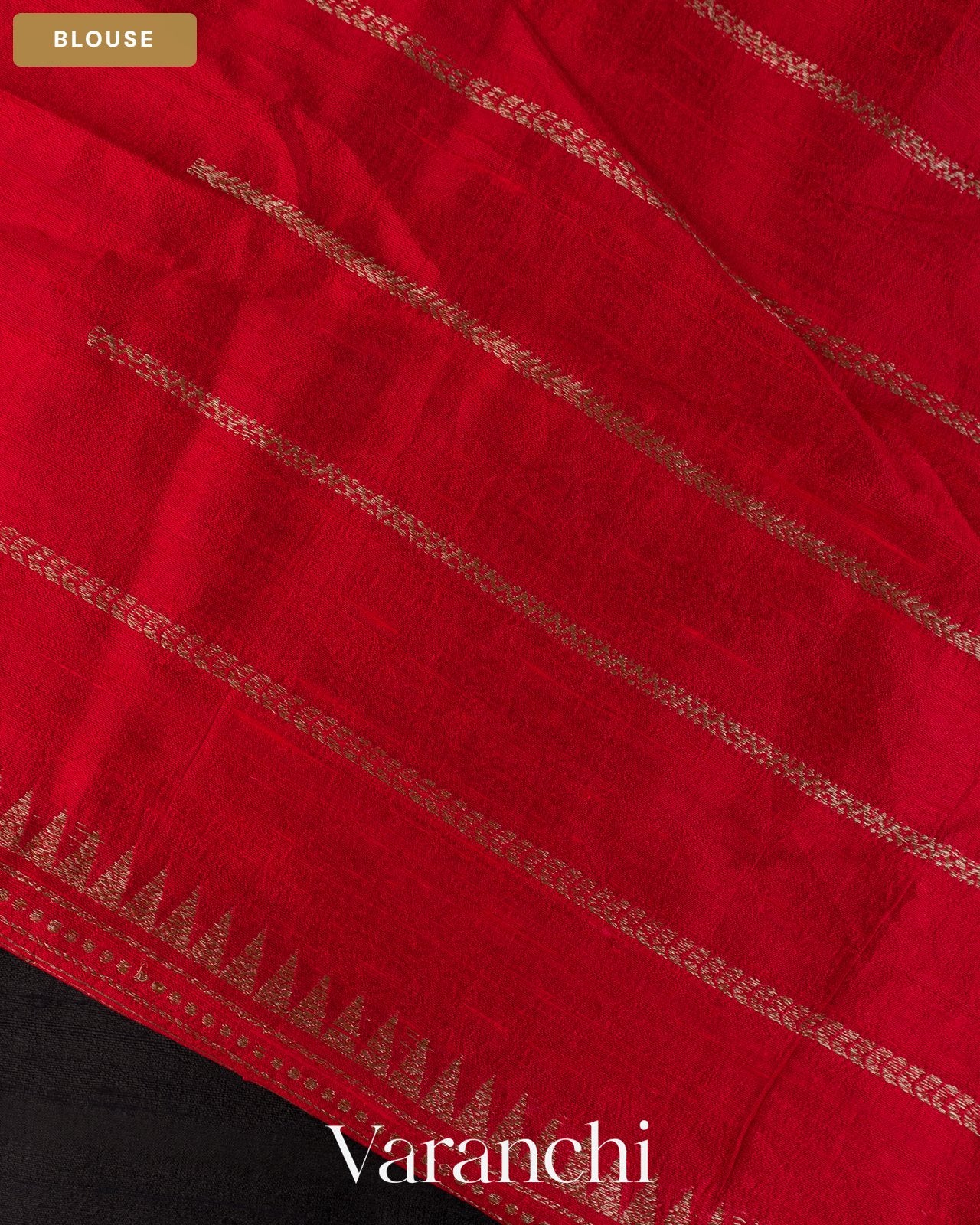 Jet Black Pure Raw Silk Handloom Saree — Blouse