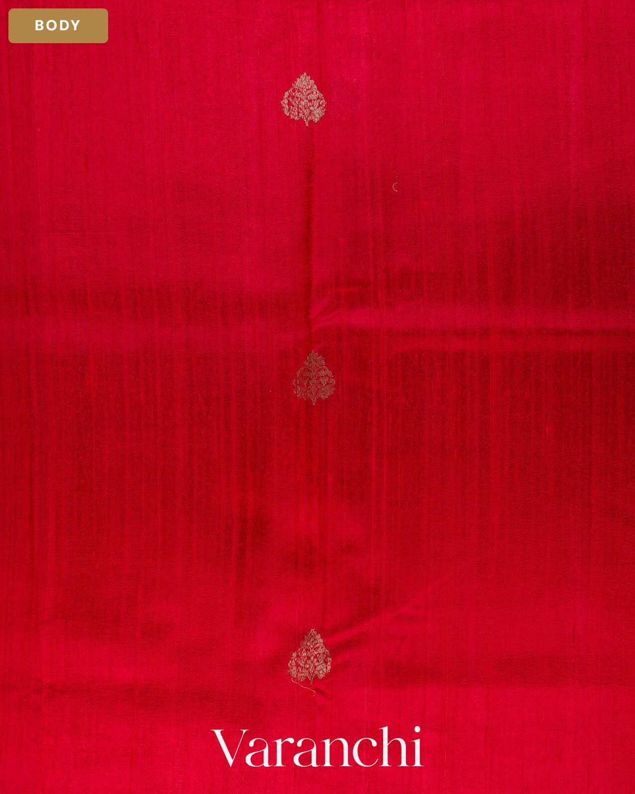 Crimson Red Pure Raw Silk Handloom Saree — Body