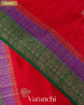 Crimson Red Pure Raw Silk Handloom Saree — Border