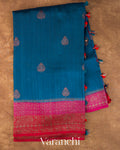 Royal Blue Pure Raw Silk Handloom Saree — Full Saree