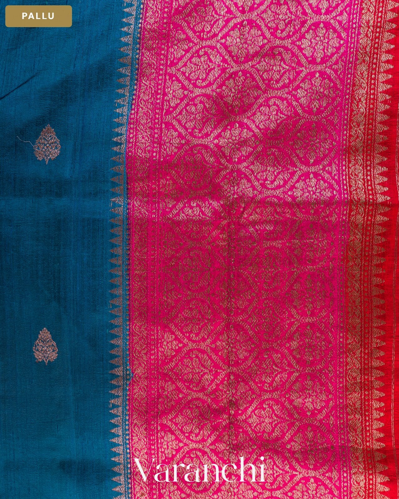 Royal Blue Pure Raw Silk Handloom Saree — Pallu