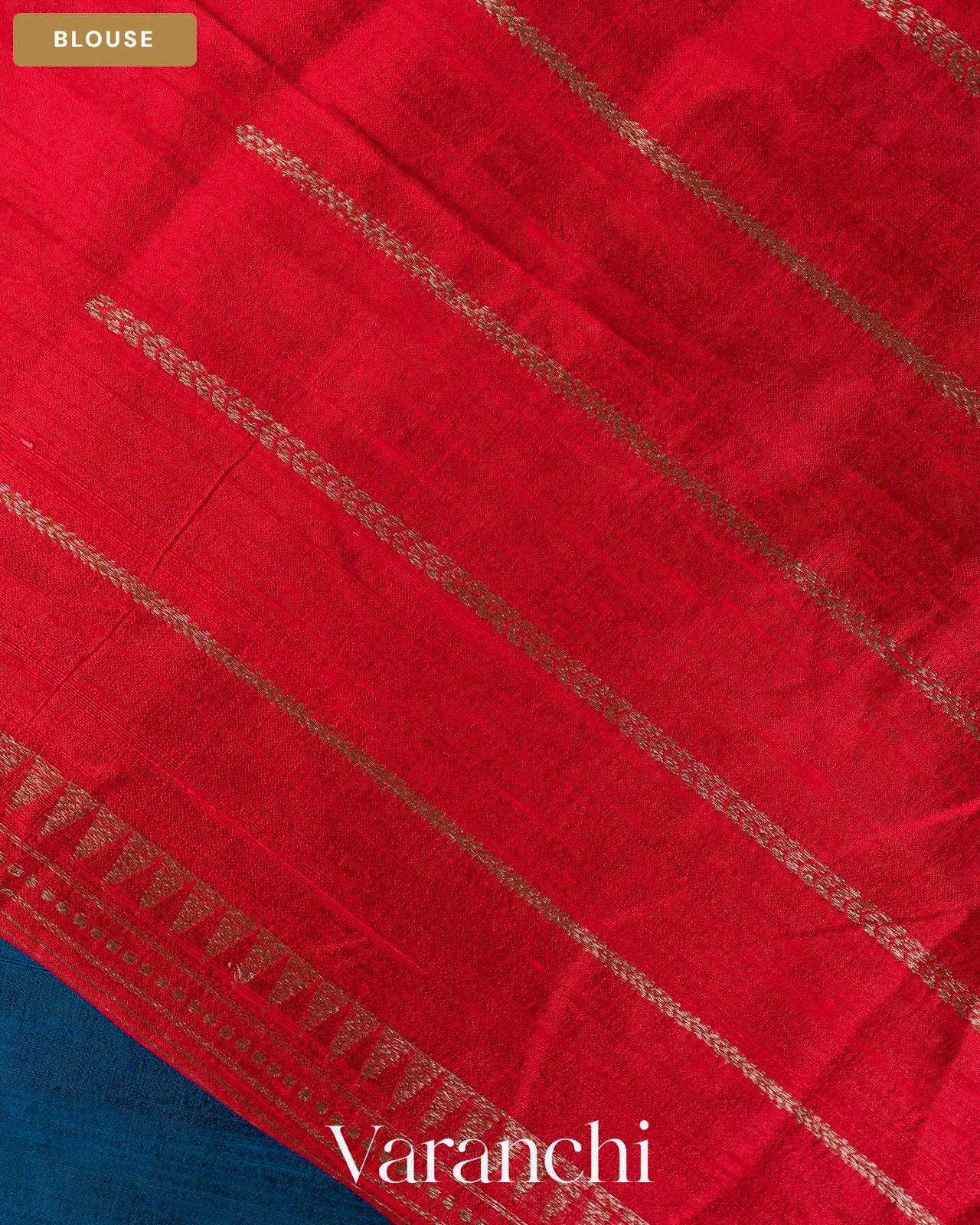 Royal Blue Pure Raw Silk Handloom Saree — Blouse