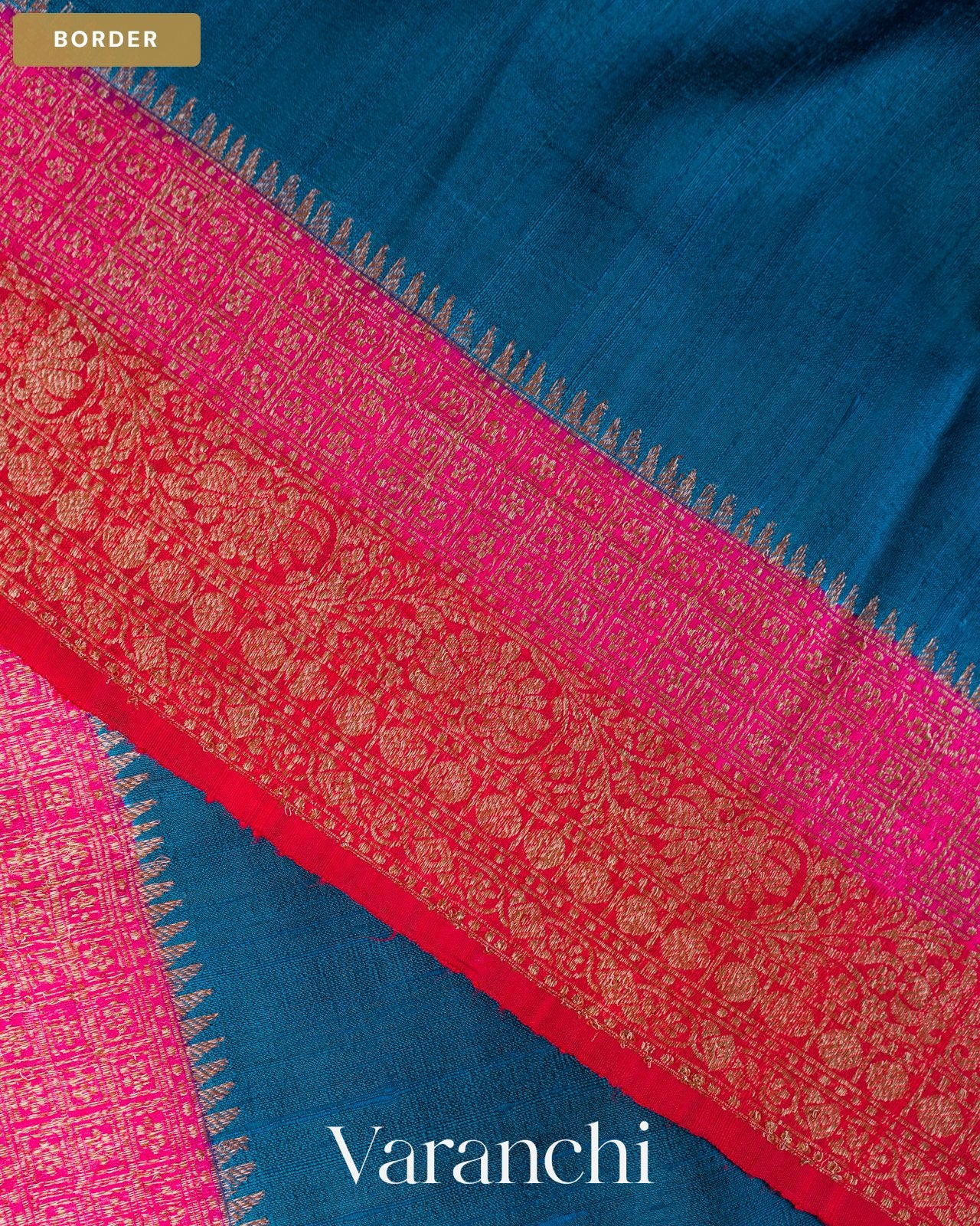 Royal Blue Pure Raw Silk Handloom Saree — Border