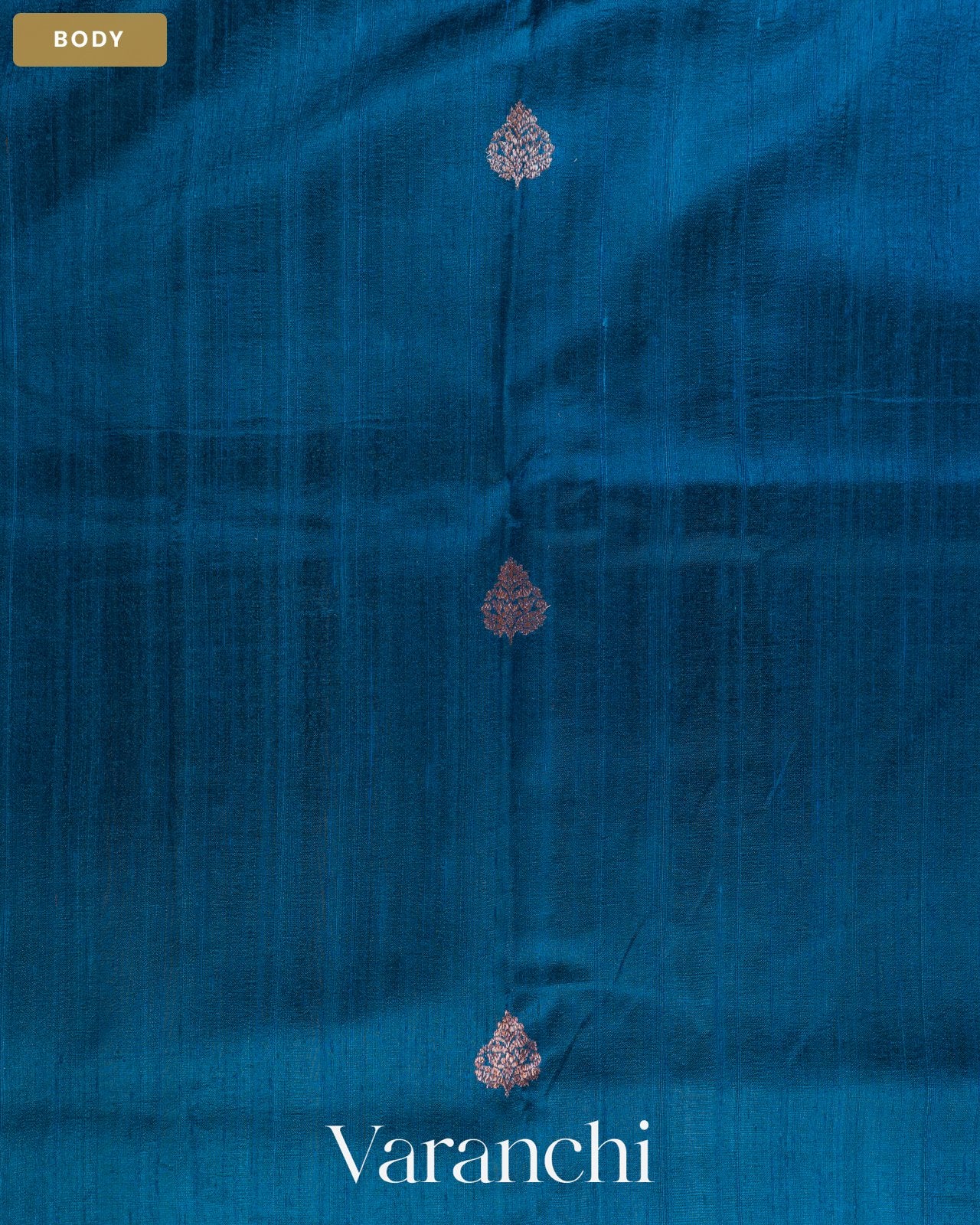 Royal Blue Pure Raw Silk Handloom Saree — Body