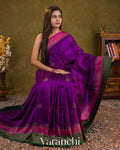 Royal Purple Pure Raw Silk Handloom Saree — Draped