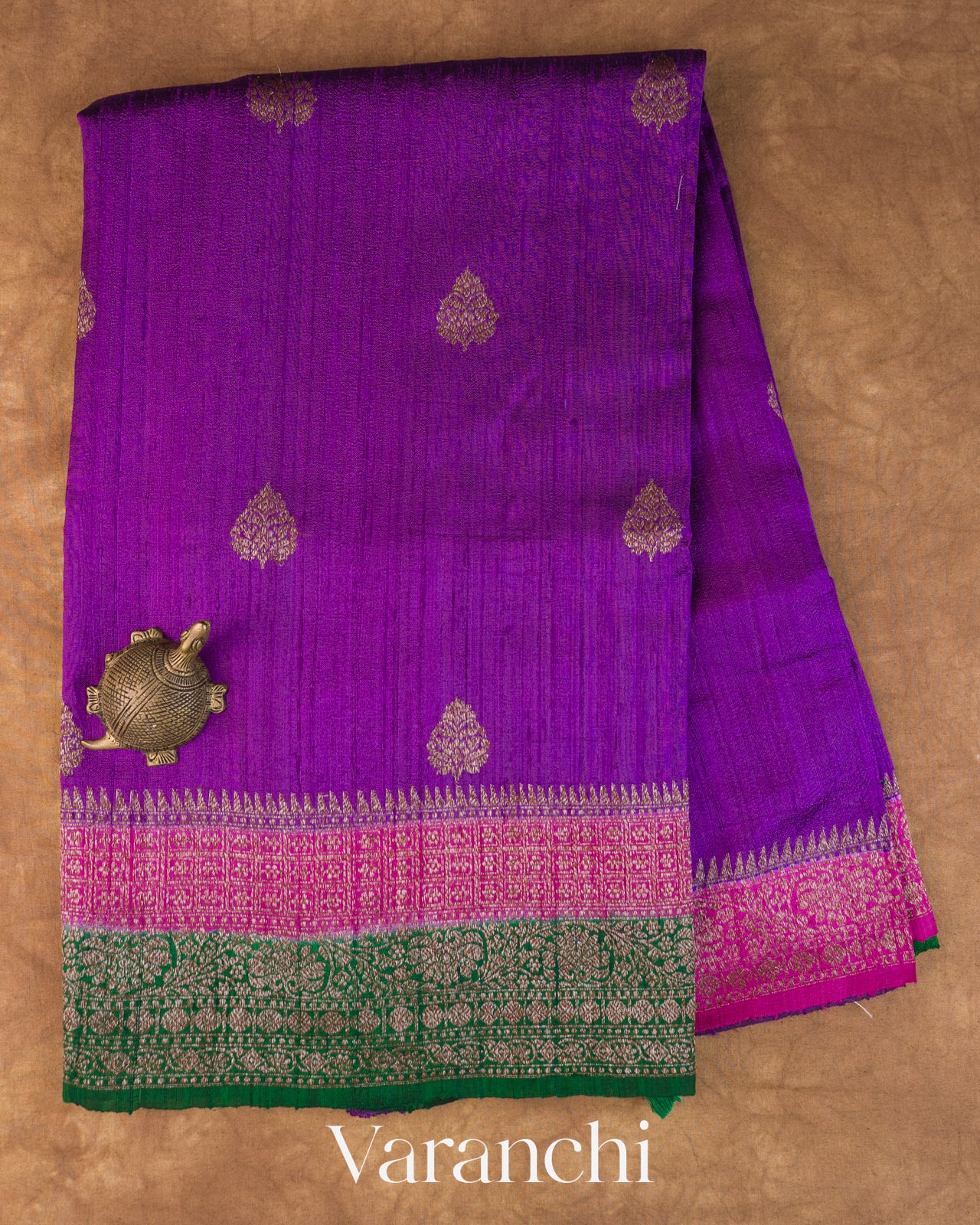 Royal Purple Pure Raw Silk Handloom Saree — Full Saree