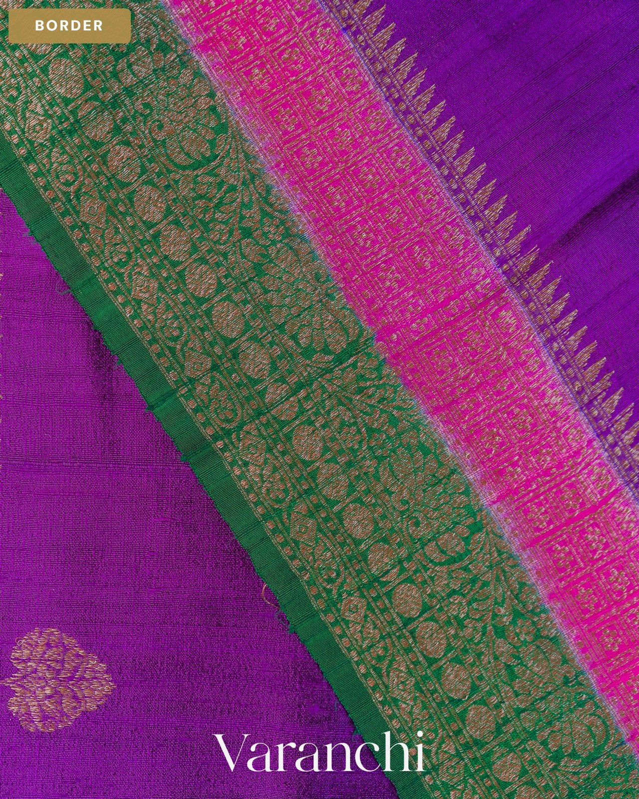 Royal Purple Pure Raw Silk Handloom Saree — Border