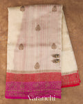 Off White Pure Raw Silk Handloom Saree — Full Saree