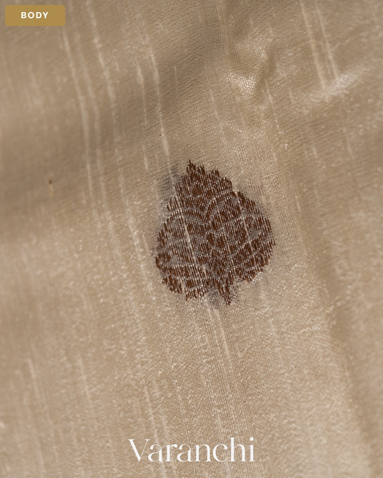 Off White Pure Raw Silk Handloom Saree — Body