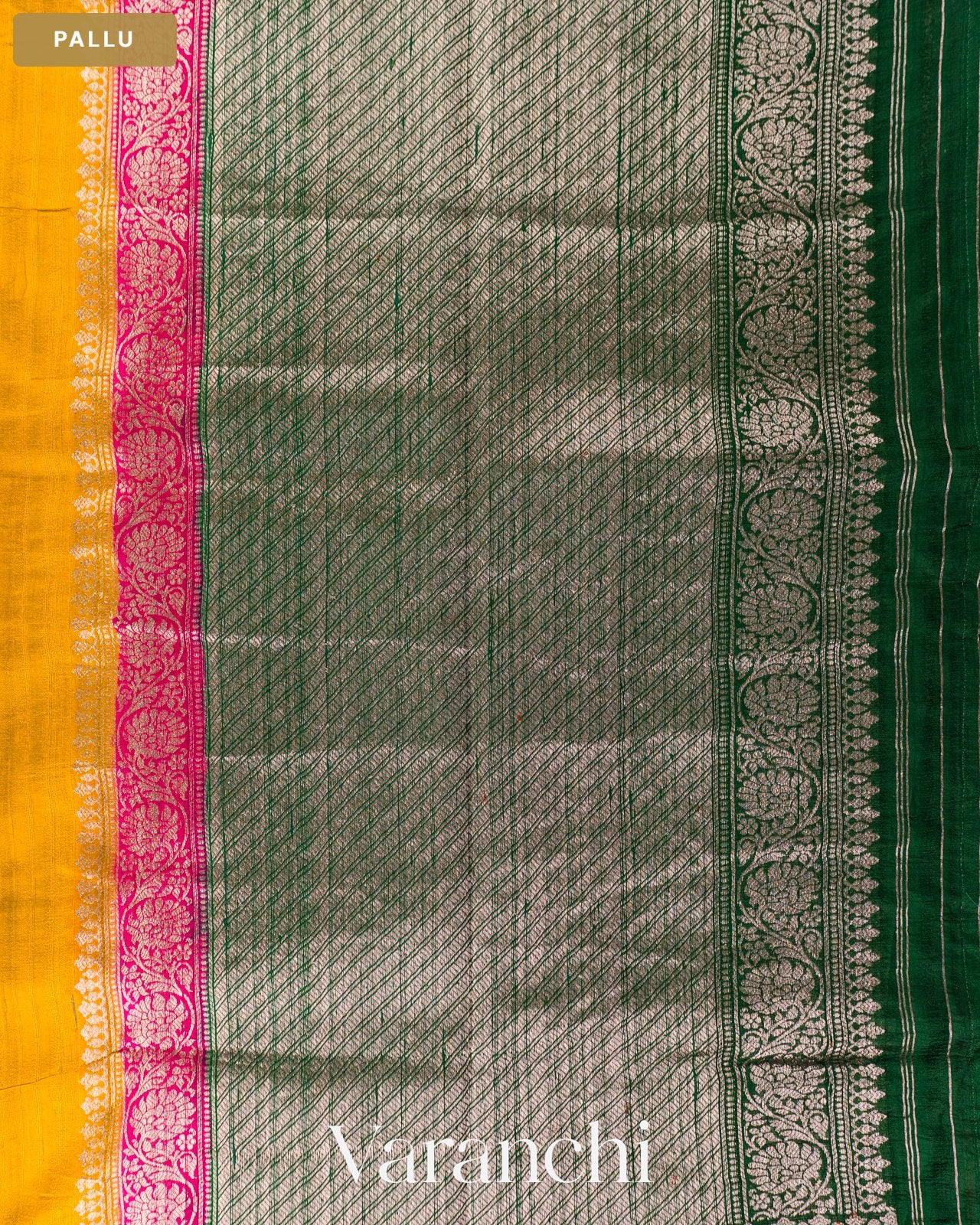 Golden Yellow Pure Raw Silk Handloom Saree — Pallu