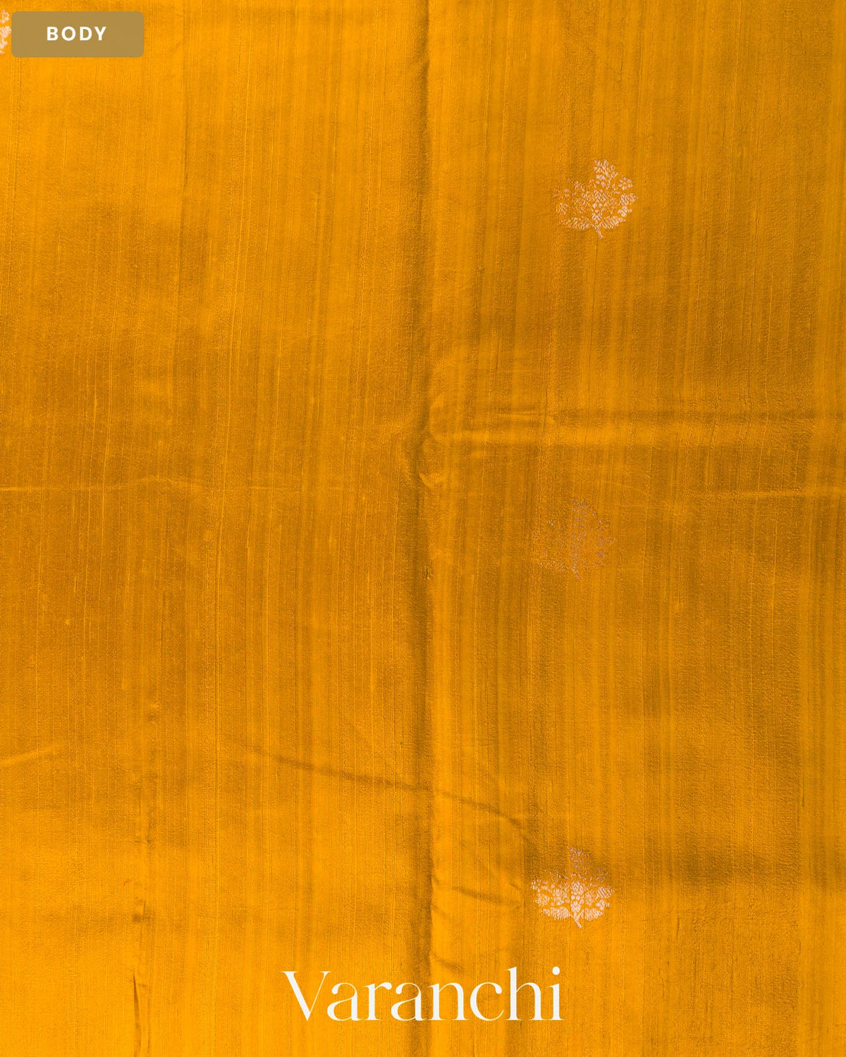 Golden Yellow Pure Raw Silk Handloom Saree — Body
