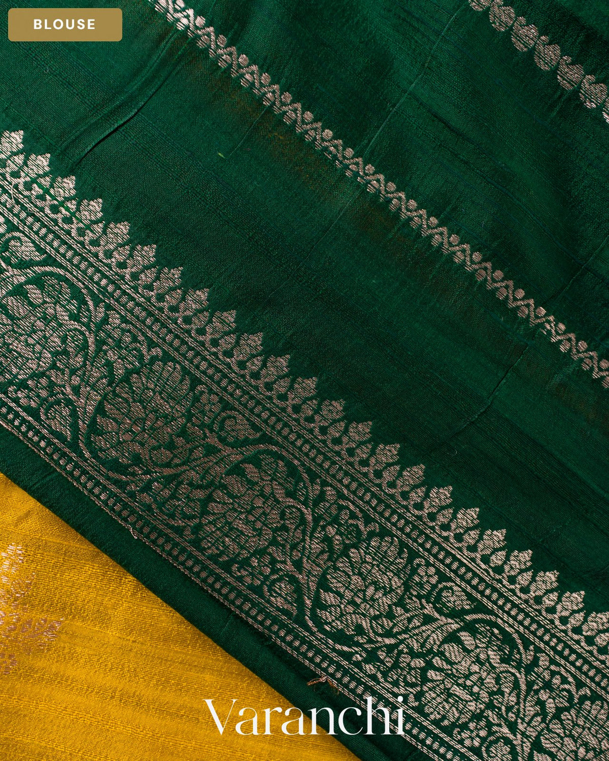 Golden Yellow Pure Raw Silk Handloom Saree — Blouse