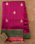 Burgundy Pure Raw Silk Handloom Saree — Full Saree
