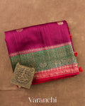 Burgundy Pure Raw Silk Handloom Saree — Folded