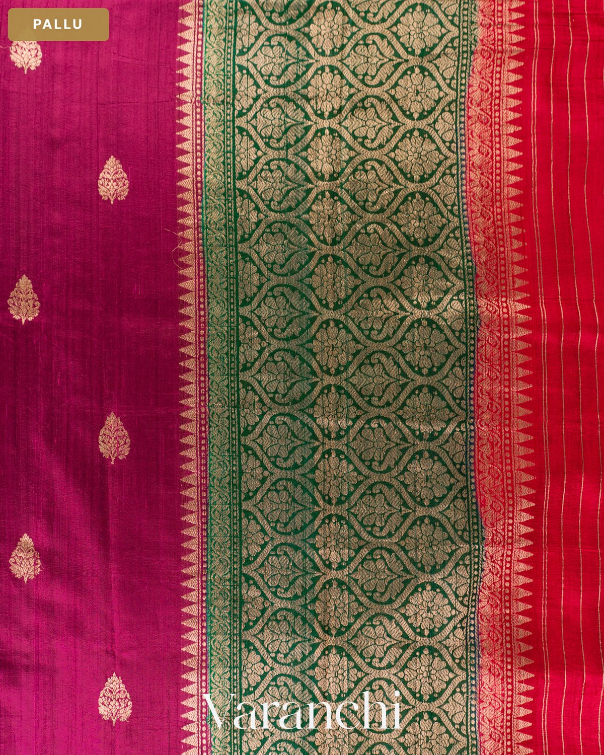Burgundy Pure Raw Silk Handloom Saree — Pallu