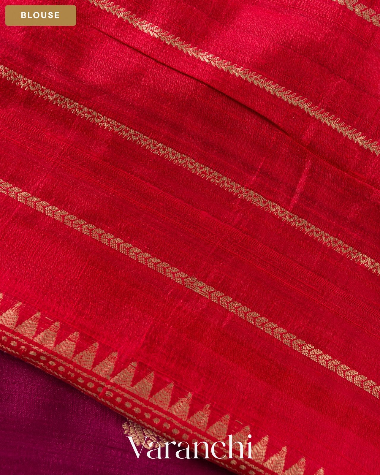 Burgundy Pure Raw Silk Handloom Saree — Blouse